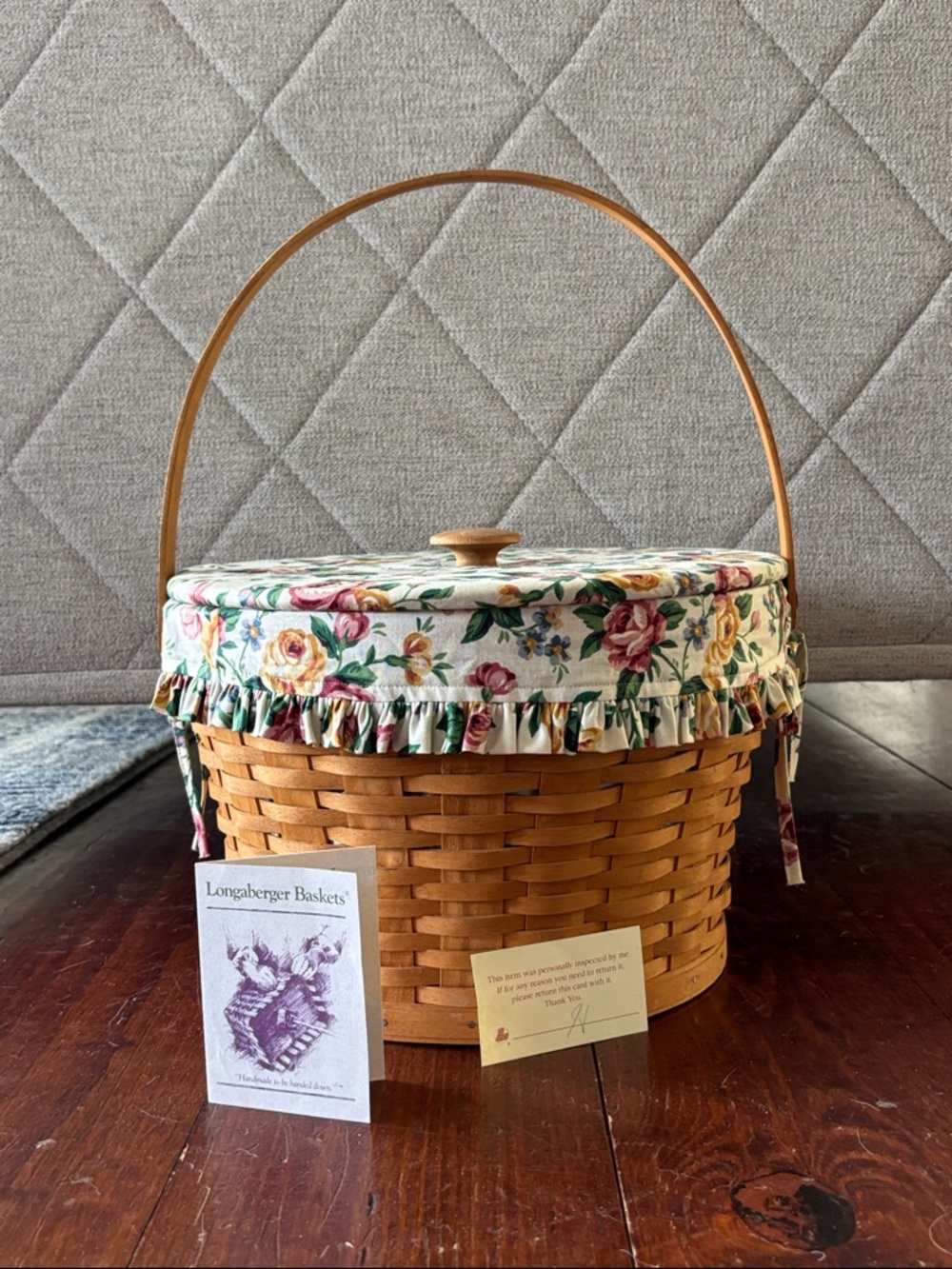 1995 Longaberger Hostess Floral Sewing Basket